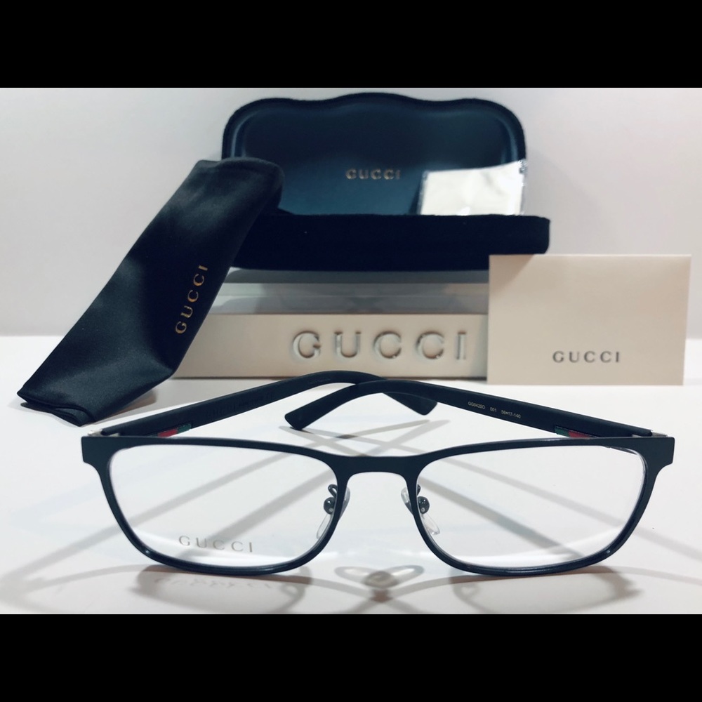 Gucci Men's Eyeglasses Black Metal & Rubber 56mm